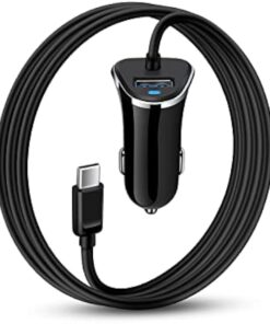 USB-C Car Charger, 3.4A USB Type C Car Charger Adapter & Fast Charge Cable Cords Cargador USBC Lighter for Samsung Galaxy S25 S24 S23 S22 S20 S10 A17, iPhone 17 16e 16 15 Pro Max Android Cigarette 12V