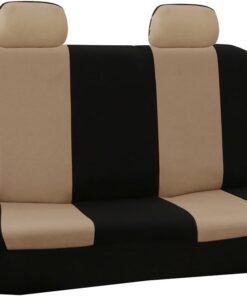 FH Group Rear Solid Bench Automotive Seat Cover | Universal Cloth Seating for SUV, Sedan, Van | Washable Car Seat Covers Interior Accessories - Black