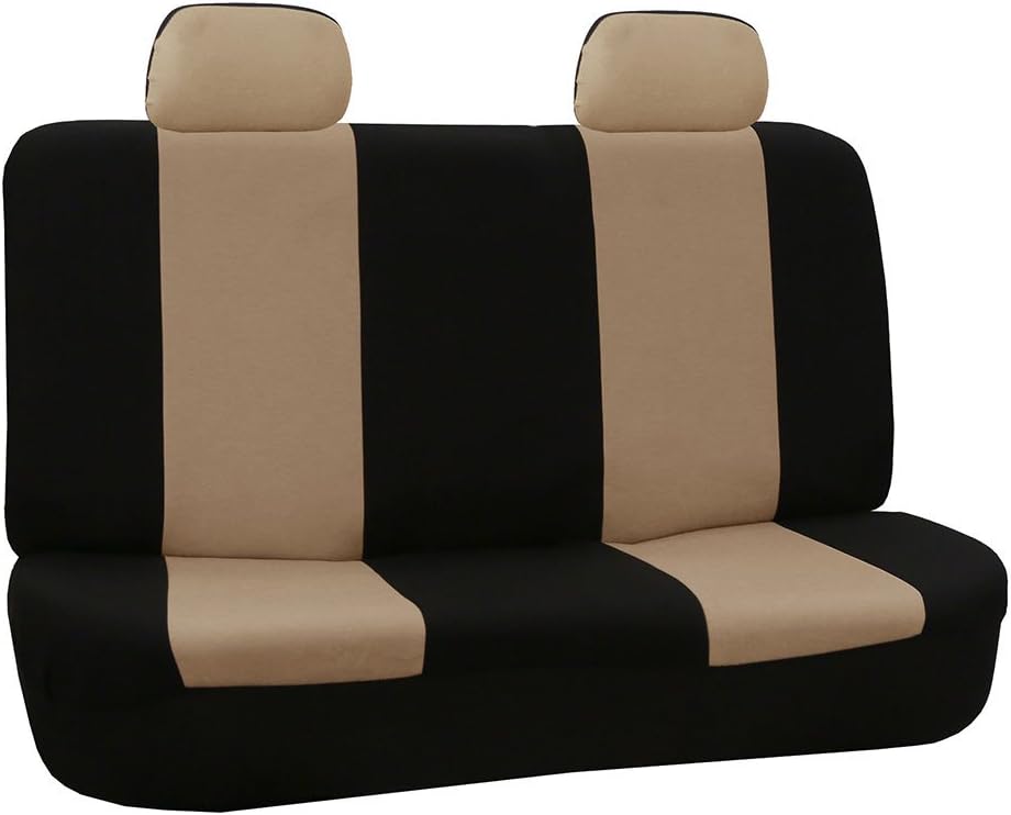 FH Group Rear Solid Bench Automotive Seat Cover | Universal Cloth Seating for SUV, Sedan, Van | Washable Car Seat Covers Interior Accessories - Black