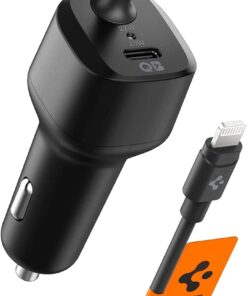 Spigen for USB C Car Charger, 75W Dual USB Super Fast Charge PD PPS 45W 30W Car Adapter Compatible with iPhone 17 16 15 Air, Galaxy S25 Ultra S25 Plus S25 S24, Pixel 10 Pixelsnap, MacBook Air/Pro