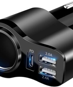 4 in 1 USB C Car Charger, 168W Multi USB Cigarette Lighter Adapter, Socket Splitter with 3 USB Ports, 12V/24V Dual USB Type C PD Fast Car Charger Adapter for iPhone 17/Air/16/15 Pro Max iPad GPS