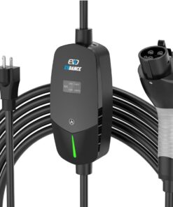 Level 1&2 EV Charger, Electric Vehicle Portable Charger with 25FT Cable, Home EV Charging Station for J1772 Electric Cars, 16Amp 110V-240V, NEMA 6-20 & NEMA 5-15 Plug