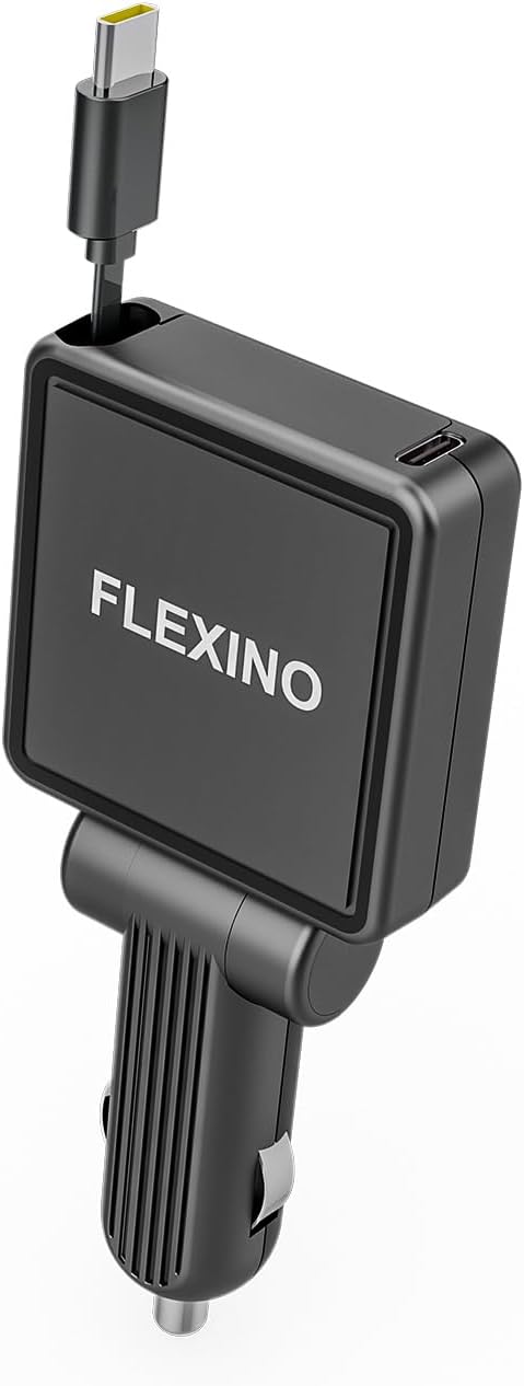Flexino 【Ultra-Slim】 Retractable Car Charger for iPhone 16, 57W Fast Charging Car Chargers, USB C Car Charger Adaptor, Cigarette Lighter Adapter for iPhone 16/15 Series, Galaxy, Pixel, Grey