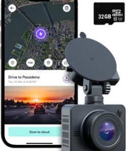Nexar Beam GPS Dash Cam - Dash Camera for Cars with 32GB SD Card Included Unlimited Cloud Storage 24H Parking Mode Dash Cam for Cars. Wireless Car Camera with 1-Year Nexar Classic App Subscription