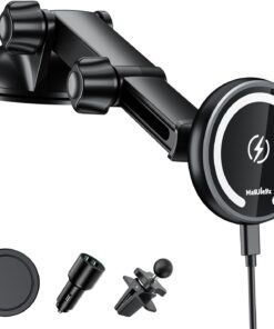 for Magnetic Magsafe Car Mount Charger, Wireless Car Charger with Fast Max 38W QC3.0Charging Adapter Retractable Phone Holder Fits iPhone16/15/14/13Plus/MagSafe Case,Dashboard/Vent/Windshield