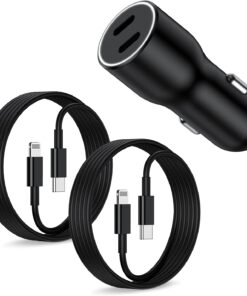 iPhone 14 13 Car Charger, [Apple MFi Certified] 45W Dual Port USB C Rapid Apple Car Adapter with 6ft Type C to Lightning Cable Fast Charging for iPhone 14 Pro/14 Pro Max/14 Plus/13/12/11/X/XS/SE,iPad