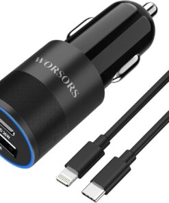 35W USB C Fast Car Charger [Apple MFi Certified] for iPhone 14 Pro/14 Pro Max/14 Plus, iPhone 13/12/11/Mini/XS/XR/8/SE, iPad, 20W PD3.0 Rapid Charging Adapter + 3Ft Type C to Lightning Cable Cord
