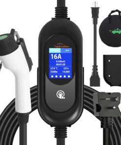 Level 2 EV Charger, 50Amp Portable Electric Car Charger Fit for SAE J1772 EV 220V-240V NEMA 14-50 Plug,25FT Cable with Delay Timer Function for The Home Use and Ourdoor Charging