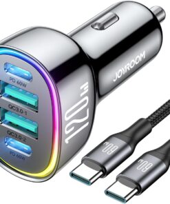 120W for iPhone 17 Pro Car Charger USB C, 4-Port Car Charger Fast Charging, PD&QC3.0 Type C Car Phone Charger, Cigarette Lighter Adapter, Car Accessories for iPhone 16 16e 15 17 Air Pro Max, Samsung