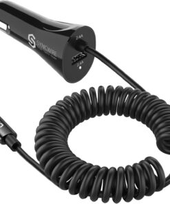 [Apple MFi Certified] Syncwire Car Charger iPhone 4.8A/24W Fast Car Phone Charger Cigarette Lighter USB Car Adapter with Build-in 8FT Lightning Cable Coiled for Apple iPhone 14/13/12/11/XR/Max, iPad