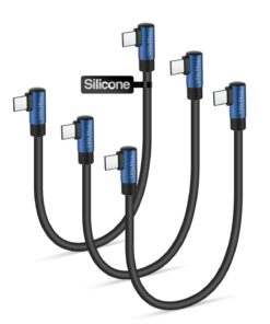 Short USB C to C Cable Right Angle 6inch, 1ft, 1.6ft, Silicone 60W Fast Charging Cord Type-C Compatible with iPhone 16/15 Samsung Galaxy S23 S22 Google Pixel, iPad for Power Bank/Car/Travel
