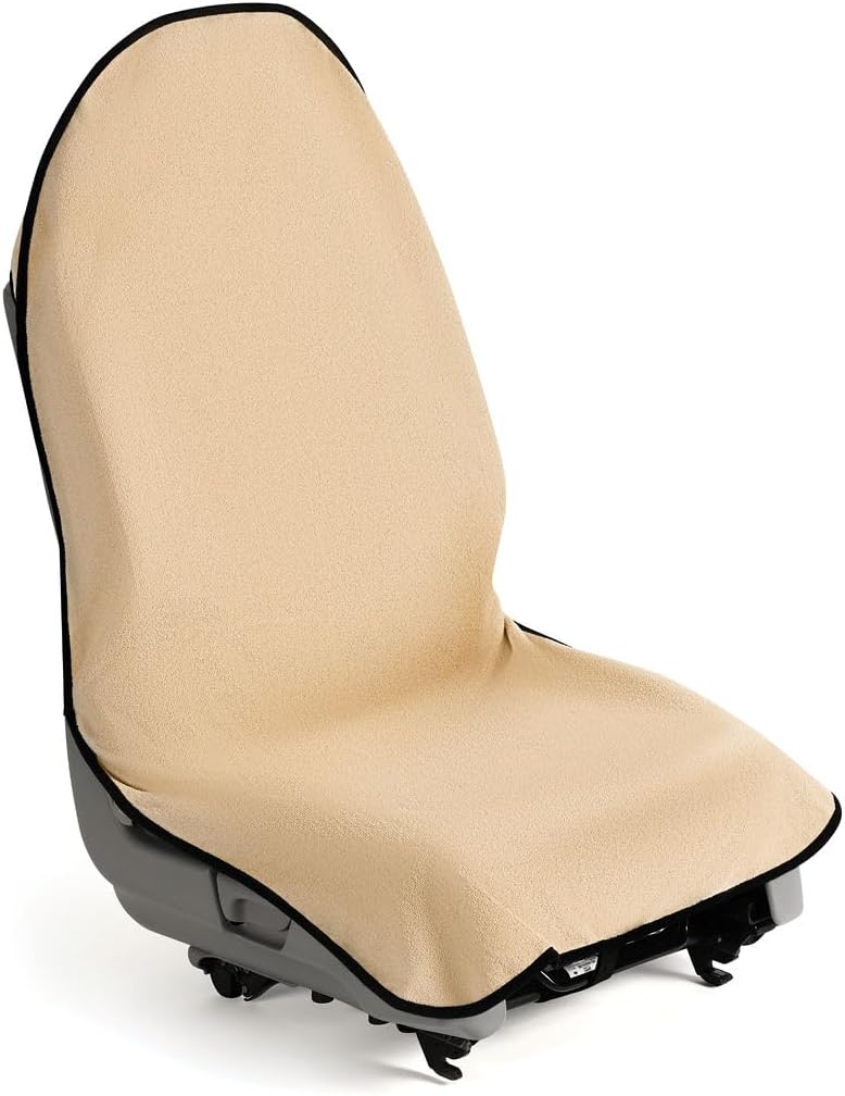 lebogner Waterproof Sweating Car Seat Cover for Post Gym Workout, Running, Swimming, Beach and Hiking, Universal Fit Anti-Slip Bucket Seat Protector for Cars, SUVs and Trucks, Machine Washable, Beige