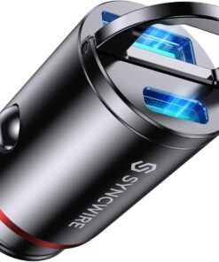 USB C Car Charger Syncwire 60W [PD 30W & QC 30W] USB Car Charger Adapter Fast Charging [Super Mini & All Metal] for iPhone, Samsung, Google Pixel, XiaoMi, Huawei, LG, iPad Road Trip Essentials