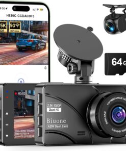 Dash Cam Front and Rear, 2.5K Dual Dash Camera for Cars W/ 64GB Card,3" IPS Screen Dash Cam Built-in 5G WIFI, Car Camera with G-Sensor, Loop Recording, Night Vision, 24H Parking Monitor,170°Wide Angle