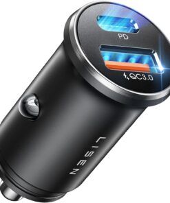 LISEN 54W Car Phone Charger USB C, Cigarette Lighter Adapter, Car Accessories for iPhone, USB C Car Charger Adapter USBC Type C 12v, Fit for iPhone 16, 15, 14, 13 Samsung Google iPad Android, Orange