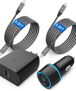 45W USB-C Charger, 2-Pack 45 Watt Samsung Super Fast Charger Type C PPS Wall/Car Charger for Samsung Galaxy S24 Ultra/S24+/S23 Ultra/S23+/S23/S22 Ultra/Note 10+, Galaxy Tab S9 with 2X 6.6ft Cable