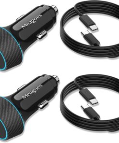 2 Pack 90W USB C Car Charger Super Fast Charging for iPhone 17 Pro Max/Air/16/15/iPad, Samsung Android Phone, Dual 45W PD Port Auto Accessories, 12V Cigarette Lighter Adapter with 3.3 ft Type C Cord