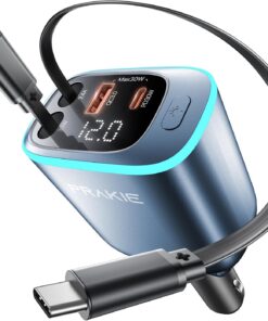 iPhone Car Charger, Retractable Fast USB C Phone Charger, 4 in 1 Cigarette Lighter Adapter with 2 Cables 30 Inch and 2 USB Ports, Multi Port USB Car Charging for iPhone 17/16/15/14/13/Pro Max