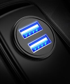 AINOPE Car Charger Adapter【Smallest Metal】 4.8A Cigarette Lighter USB Car Charger Adapter Dual Port 12V USB Outlet Flush Fit for iPhone 16 Pro Max/15/14 iPad Air Samsung Galaxy S25 S24 Ultra,Black