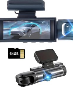 Dash Cam Front and Inside,Dashcams for Cars with 64G Card Traffic Recorder IR Night Vision Loop Recording G-Sensor 24Hr Parking Traffic Recorder(Front/Inside+64G)