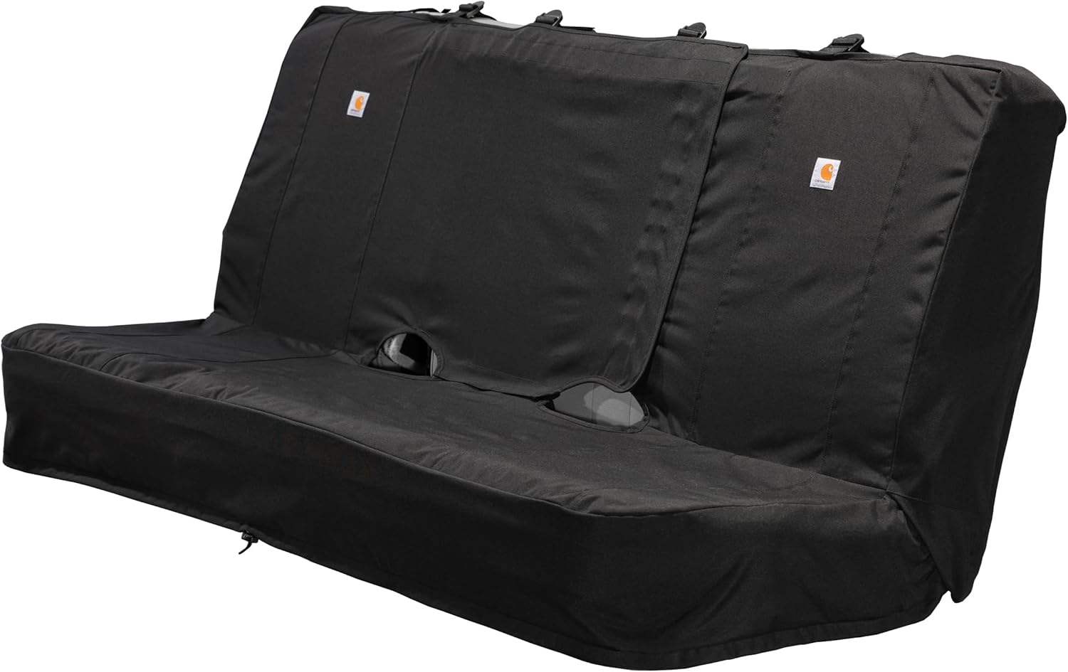 Carhartt Universal Nylon Duck Canvas Automotive Bench Seat Covers, Durable Fitted Full-Size Bench Seat Protection with Rain Defender, Black
