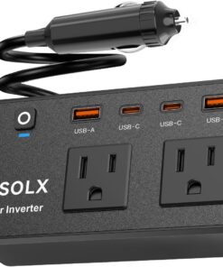 300W Car Power Inverter - YSOLX Dual DC 12V to 110V AC Car Outlet Adapter to Wall Plug, 24W Fast Charging USB-C&USB-A, Portable Charger Converter with for Laptops, Phones