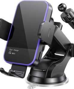 Wireless Car Charger,【7 Colored RGB Backlit】 Mosurr 15W Auto Clamping Phone Holders for Your car fit for iPhone 16 15 14 Mini Pro Max, Samsung Galaxy S25 Ultra S24 S23+, etc, Fathers Day for Gifts