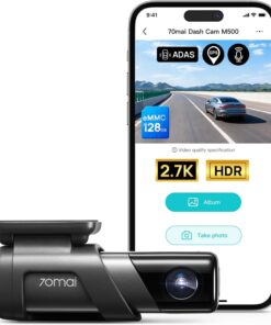 70mai Dash Cam M500, 2.7K Dash Cam Front, Dash Camera for Cars Built in eMMC 128GB, GPS, ADAS, Dashcam with HDR Night Vision,170° FOV, Parking Monitor, G-Sensor, Time-Lapse, App&WiFi, Voice Control