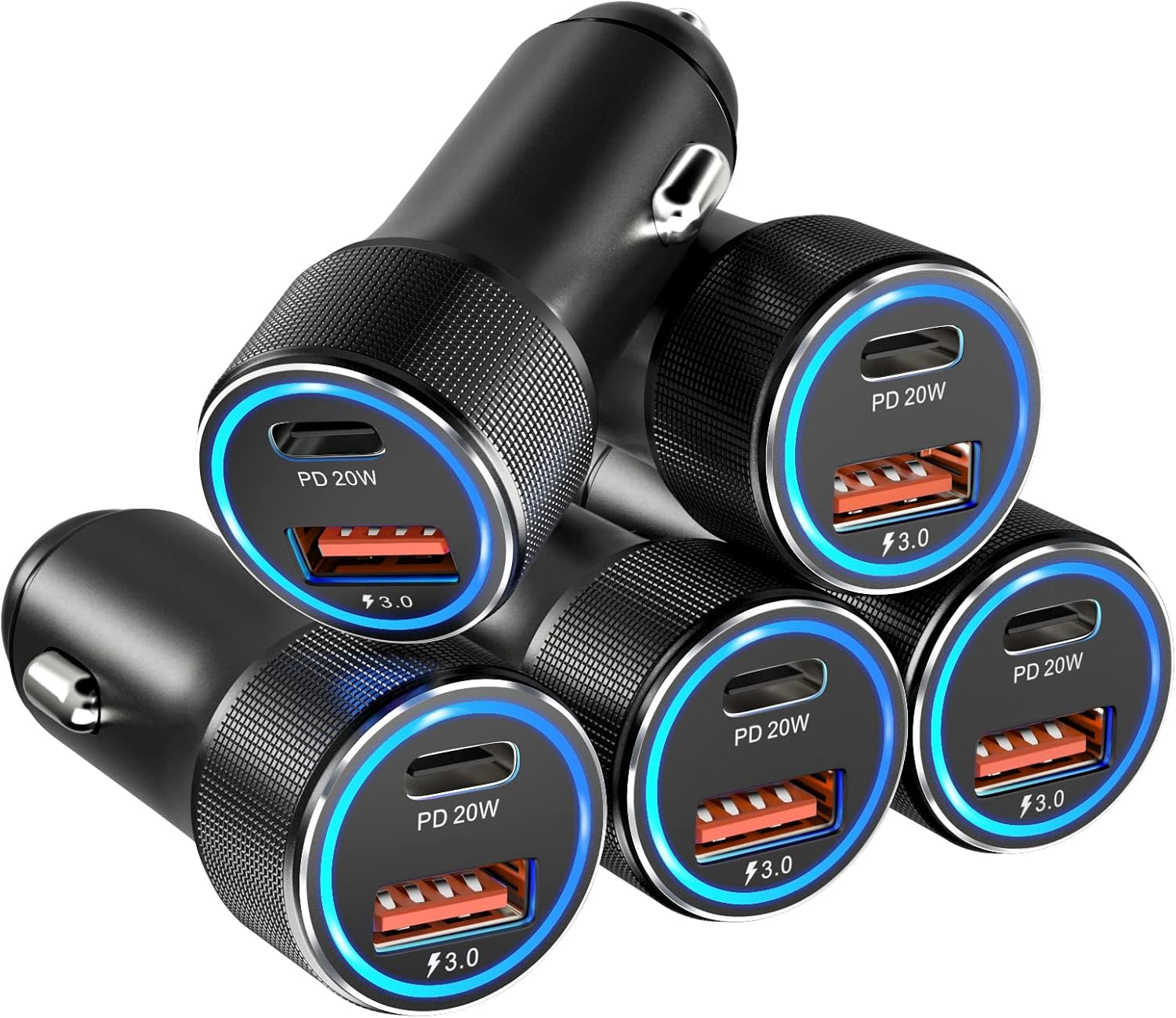 5 Pack USB C Car Charger, Bangfun 36W Dual USB Car Adapter Fast Charge PD&QC 3.0 Cigarette Lighter USB Charger Compatible iPhone 15 14 13 12 11 Pro Max SE,iPad,Samung S24/S21/S20, Pixel(Grey)