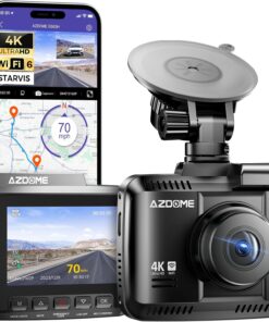 AZDOME 4K Dash Cam Front and Rear, STARVIS Night Vision, UHD 2160P WiFi Dash Camera for Cars with GPS, Included 64GB Card, 2.4" IPS Screen Dashcam, 170°Wide Angle, WDR, 24H Parking Mode (GS63H Pro)