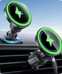Lamicall 15W for MagSafe Car Mount Charger - [20X Strong Magnets] Wireless Car Phone Holder Charger, Magnetic Phone Holders for Car Vent Dash Accessories for Women Men for iPhone 17 Air Pro Max Black