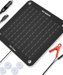 ECO-WORTHY 10W Solar Car Battery Charger Maintainer 12V Waterproof Portable Solar Trickle Charger for Car Truck Boat Lawn Mower RV Trailer Tractor ATV Utility Vehicle Battery