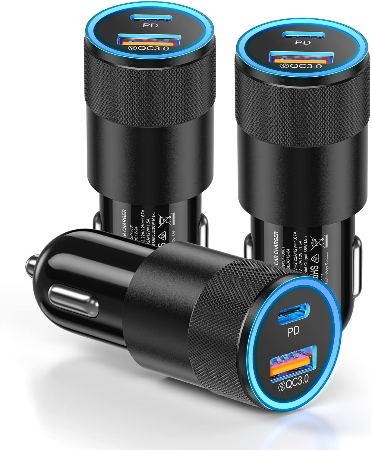 6 Pack USB C Car Charger, Ancekoy 38W Dual USB-C + USB-A Car Charger Adapter Fast Charge PD/QC 3.0 Cigarette Lighter Adapter USB Charger Plug for iPhone 16/15/14/13/12/11/Pro Max, iPad, Samsung,Pixel