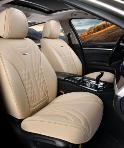 Coverado Car Seat Covers Full Set, 5 Seats Front Seat Cover and Back Seat Covers for Cars, Automotive Seat Covers Nappa Leather Waterproof Seat Covers, Car Seat Protectors Universal for Cars Red