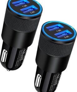 Car Charger, [2Pack/3.4a] Fast Charge Dual Port USB Cargador Carro Lighter Adapter for iPhone 15 14 13 12 11 Pro Max X XR XS 17 Plus 16, iPad, Samsung Galaxy S23 S22 S21 S25 Plus S7 j7 S10e S9 Note 8