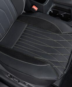 Luxury Leather Car Front Seat Cover Waterproof Seat Protector Universal Fit Vehicle Seat Cover Black-Green Line