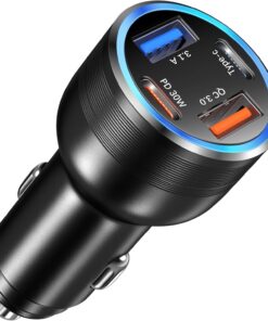 Car Charger Adapter 5 Pack, Bangfun 65W Multi Port 12V USB C & USB A Car Charger PD+QC 3.0 Fast Charging Cigarette Lighter USB Adapter Plug for iPhone 16 15 14 13 Pro Max iPad Samsung Android(Black)