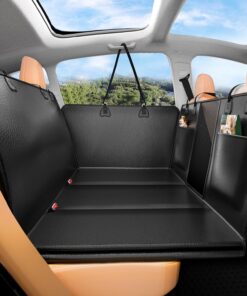 Hard Bottom Dog Car Seat Cover for Back Seat – Waterproof Nonslip Hammock Extender for Trucks & SUVs, Heavy Duty Pet Protector, Black Faux Leather