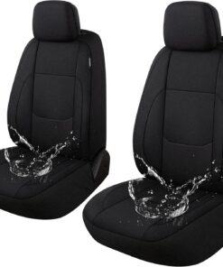 Pariitadin Waterproof Car Seat Covers 2 Front Seats, Neoprene Seat Covers for Cars, Universal Fit Interior Covers for Most Cars Sedan Van Truck SUV(Black)