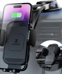 ZeeHoo Wireless Car Charger, 15w Fast Charging, Auto Clamping Car Phone Mount, Cell Phone Holder Charger, for iphone17 16 15 14 13 12 11 Pro Max Xs, Etc. (Black)
