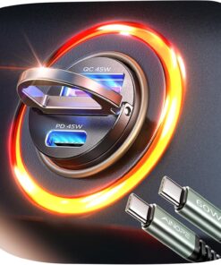 AINOPE for iPhone 17 Pro Max 16 15 14 90W Super Fast Car Charger USB C Fast Charge,Invisible Cigarette Lighter Adapter, [Mini&Metal] Type C Car Charger Fast Charging for Samsung Galaxy S25 S24,Black