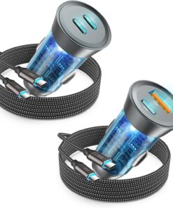2-Pack 90W USB C Super Fast Car Charger, Dual-Port [PD/PPS 45W & QC 45W] Car Cigarette Lighter USB Charger Adaper for Samsung Galaxy S25 Ultra/S25+/S24 Ultra/S23+/S22,Note 20/10+,Tab S9/S8, iPhone 15…