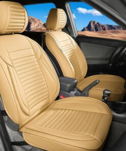LINGVIDO Car Seat Covers, Breathable and Waterproof Faux Leather Automotive Seat Covers for Cars SUV Truck Sedan,Universal Anti-Slip Driver Seat Cover with Backrest (Front Seat, Black)