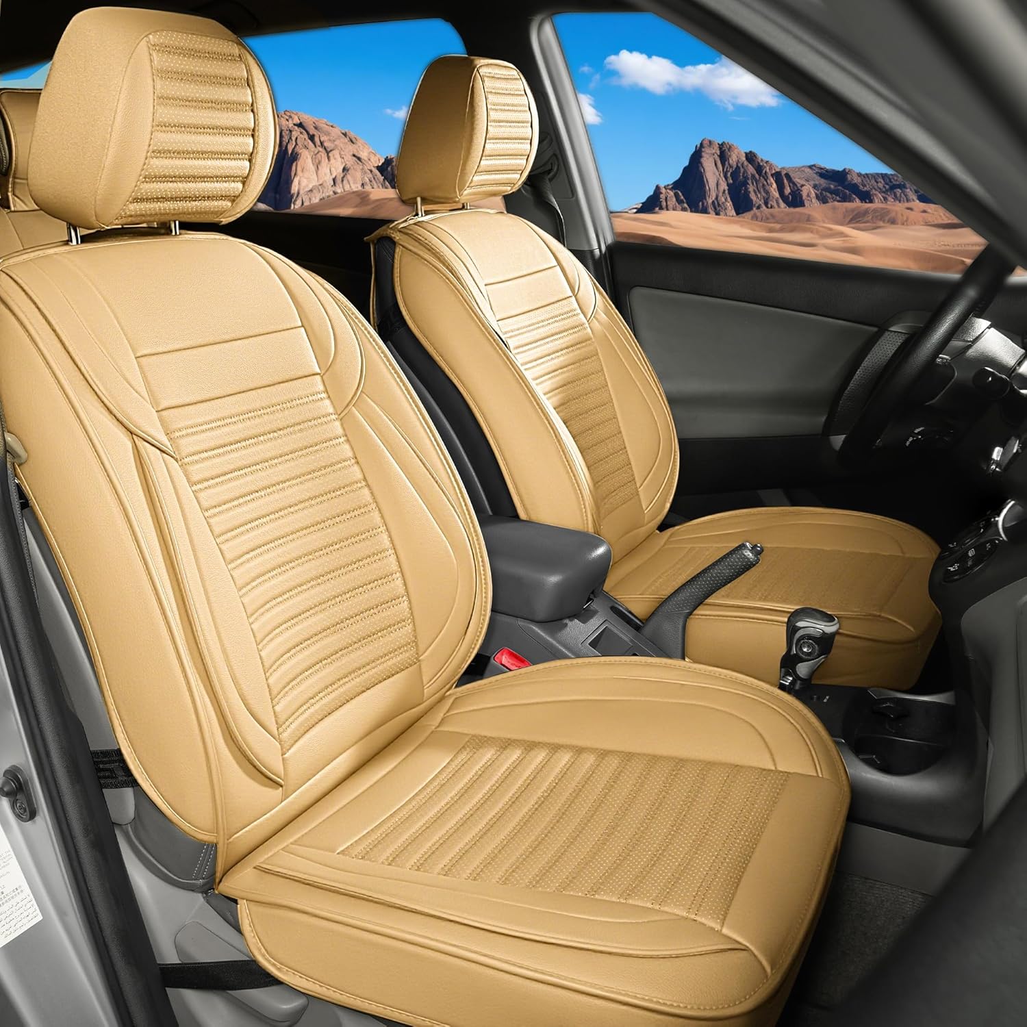 LINGVIDO Car Seat Covers, Breathable and Waterproof Faux Leather Automotive Seat Covers for Cars SUV Truck Sedan,Universal Anti-Slip Driver Seat Cover with Backrest (Front Seat, Black)